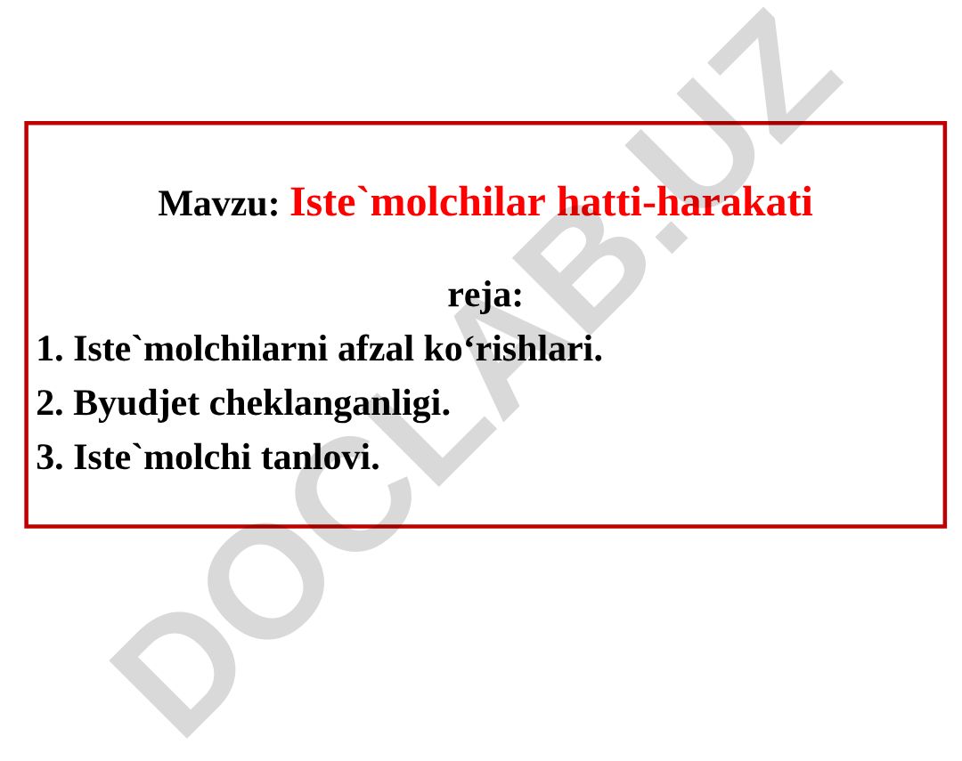 Iste`molchilar hatti-harakati reja