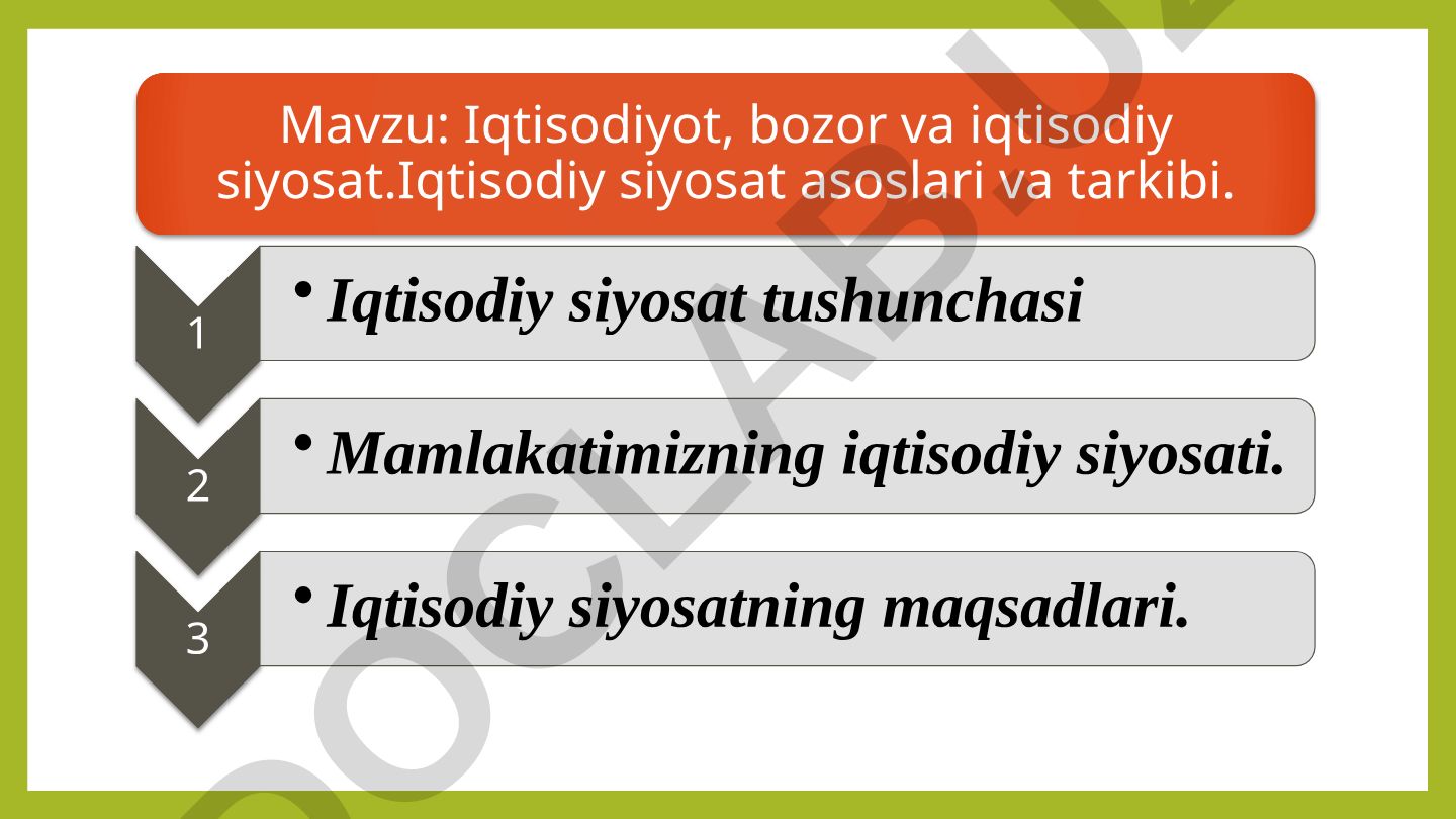 Iqtisodiyot, bozor va iqtisodiy siyosat
