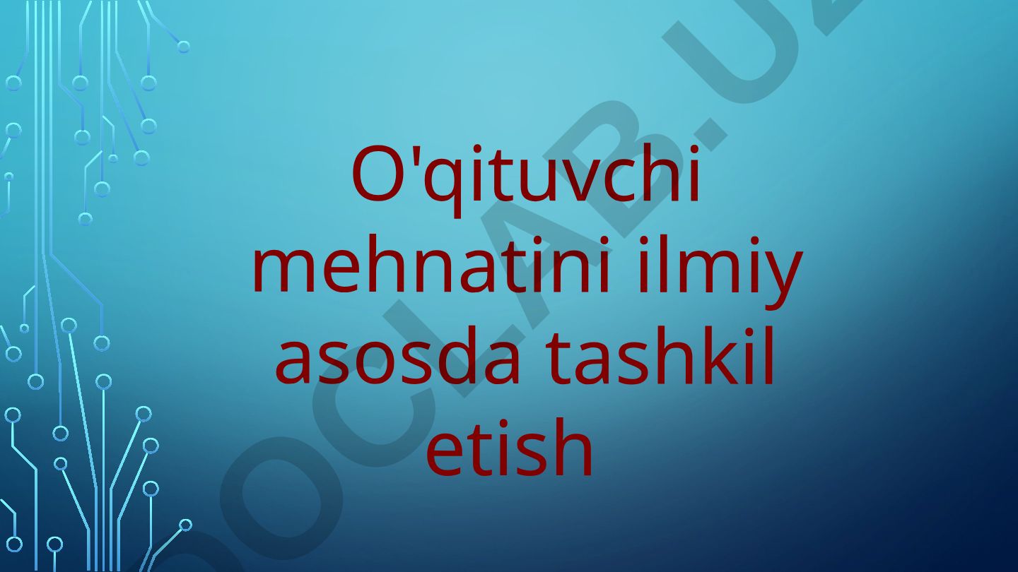 O'qituvchi mehnatini ilmiy asosda tashkil etish