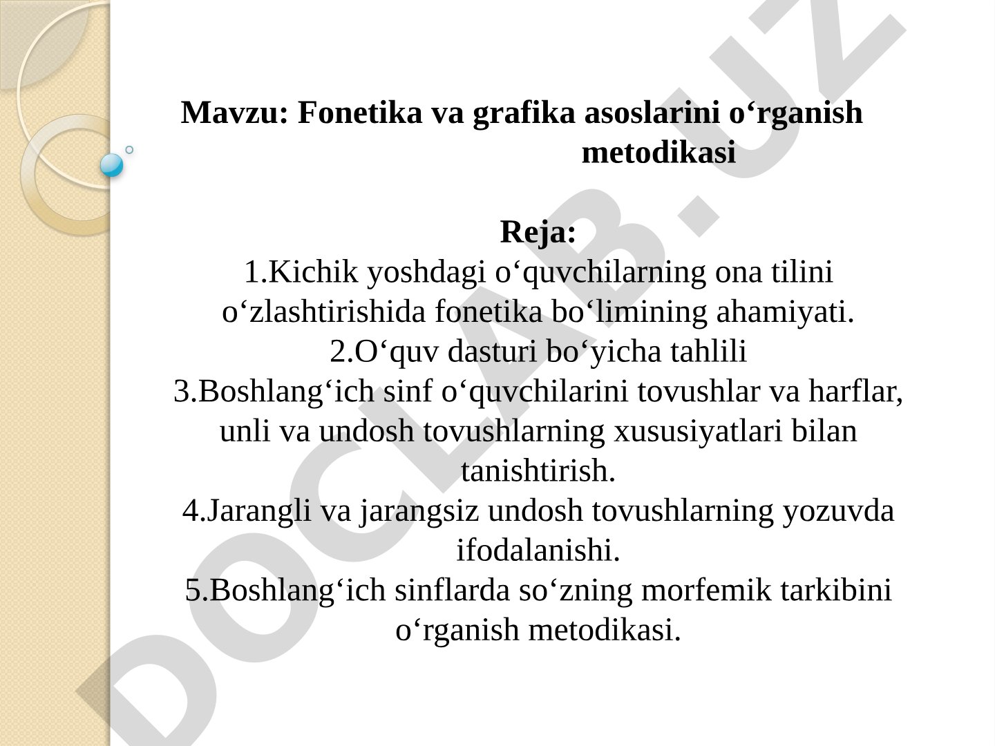 Fonetika va grafika asoslarini o‘rganish metodikasi