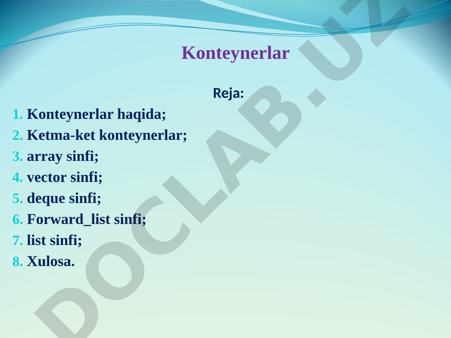 Konteynerlar haqida taqdimot