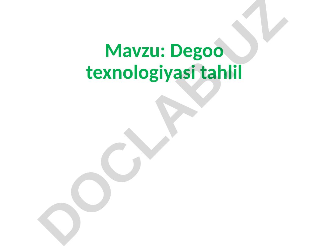 Degoo texnologiyasi tahlil