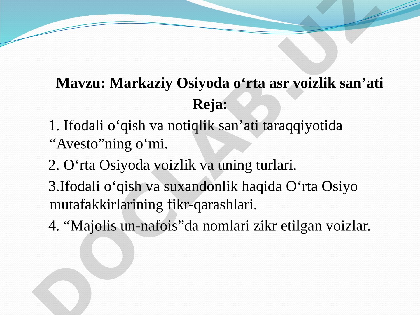 Markaziy Osiyoda o‘rta asr voizlik san’ati