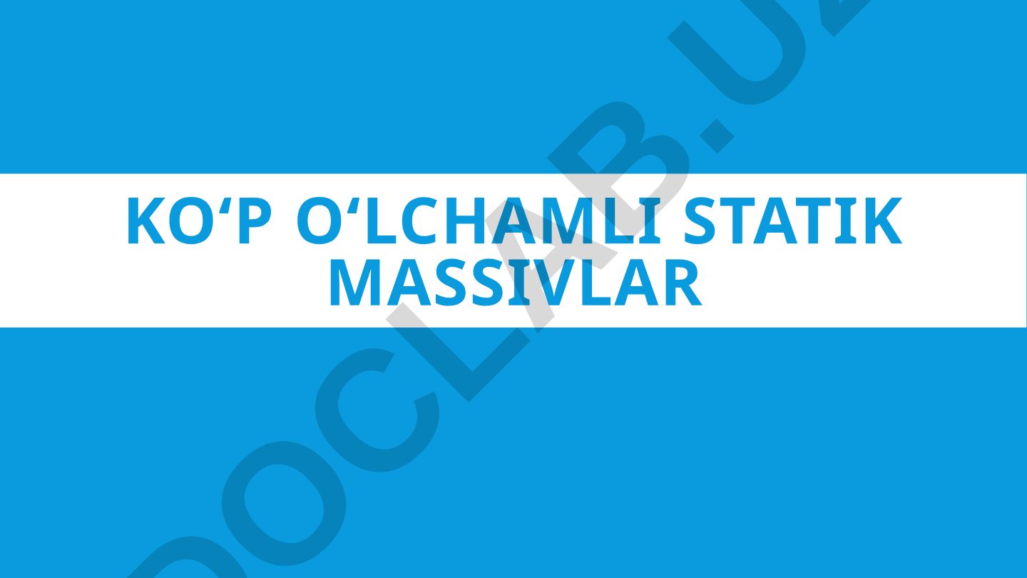 C++ tilida ko'p o'lchamli massivlar va ularni saralash