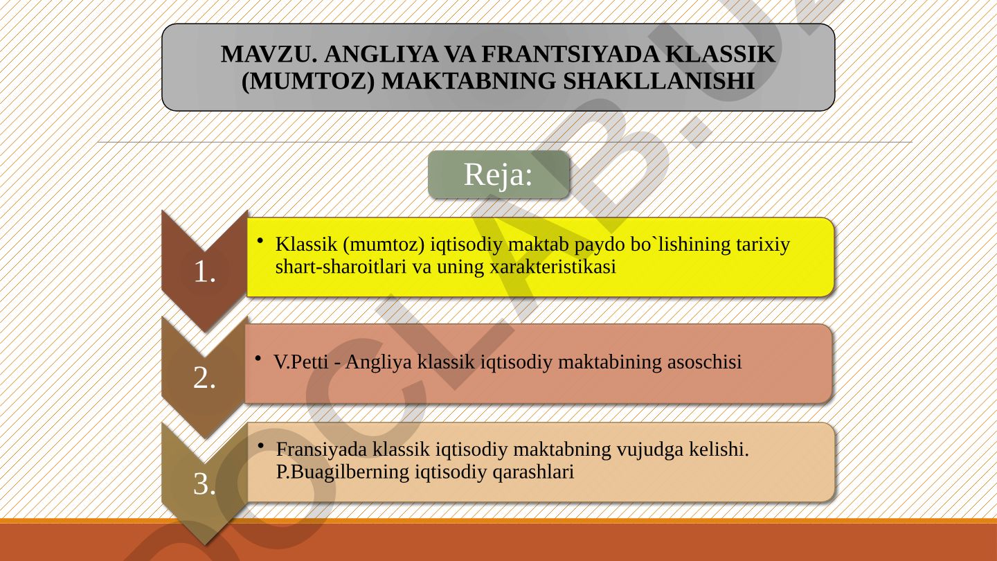 Angliya va Fransiyada klassik (mumtoz) maktabning shakllanishi