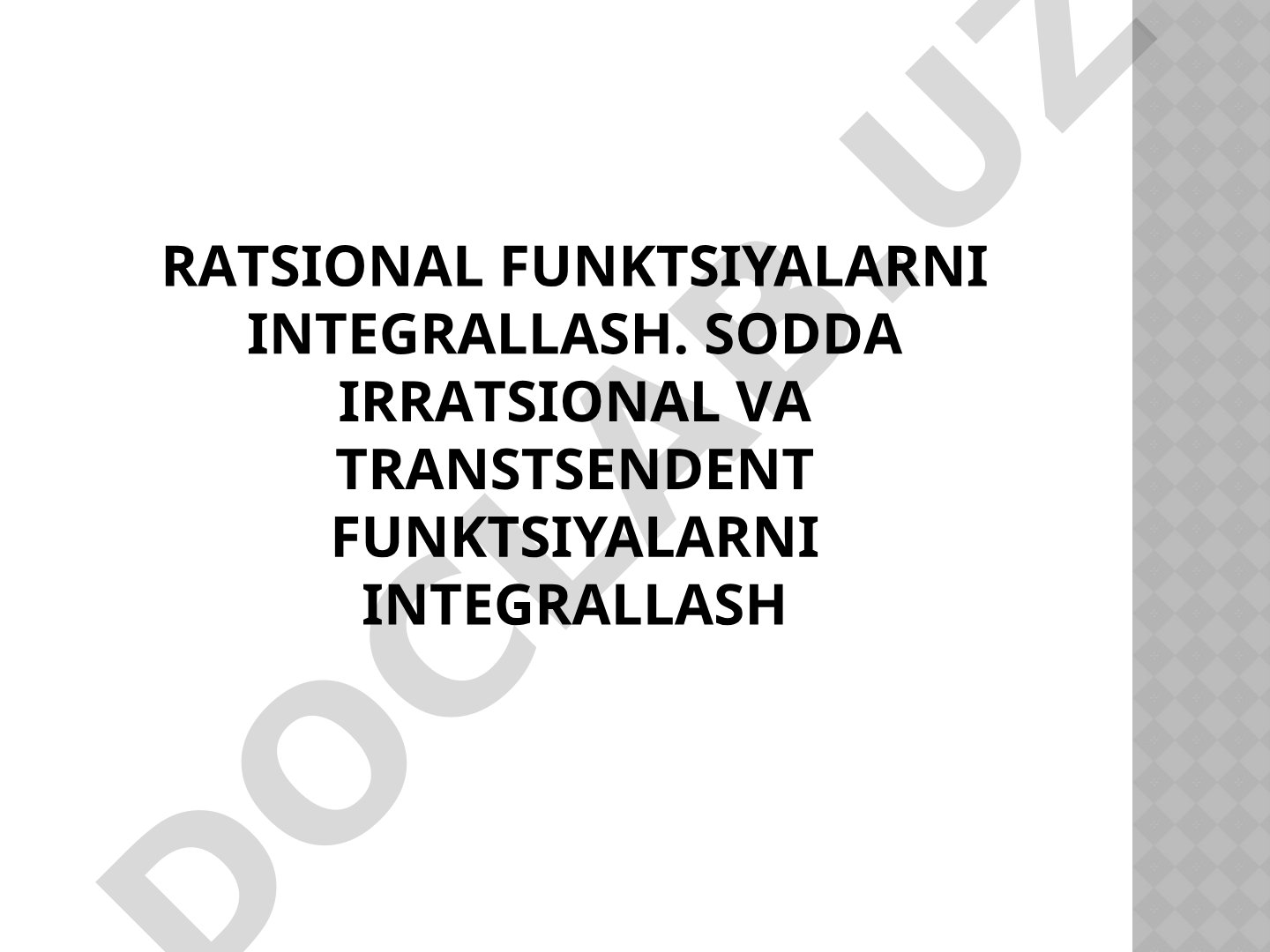 Ratsional funksiyalarni integrallash