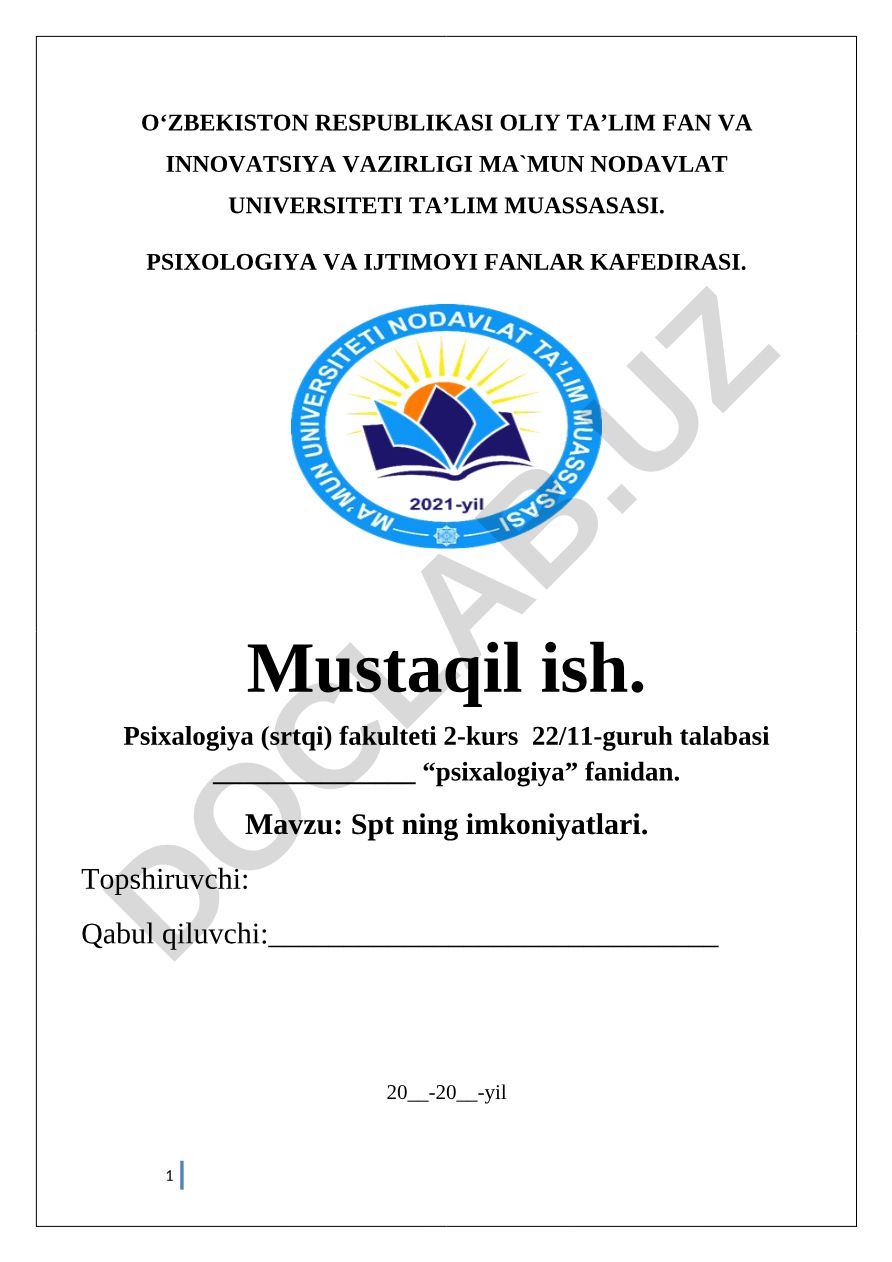 SPT ning imkoniyatlari
