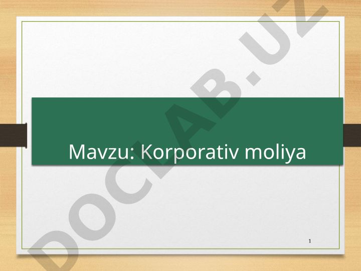 Korporativ moliya