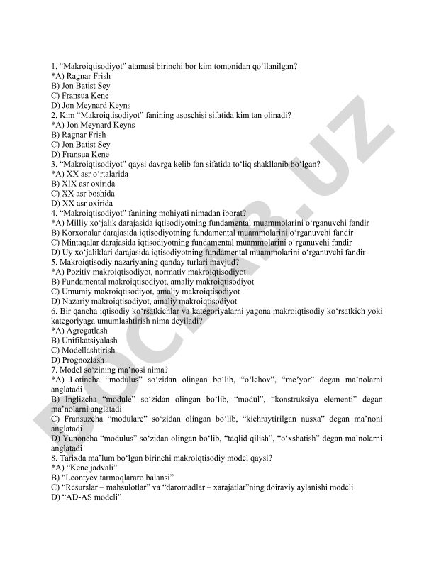 Makroiqtisodiyot fanining asoslari va tarixi