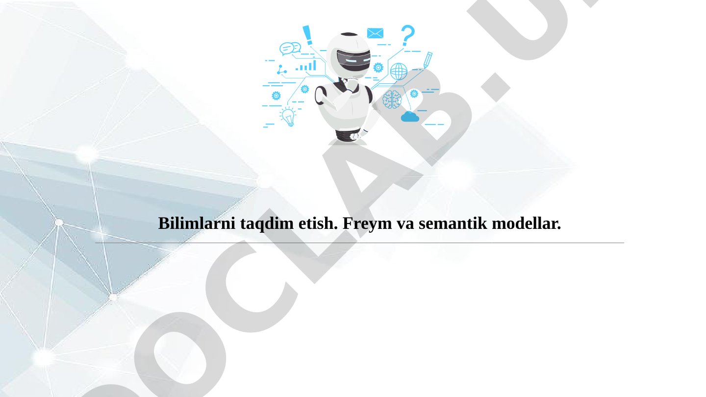 Bilimlarni taqdim etish: Freym va semantik modellar