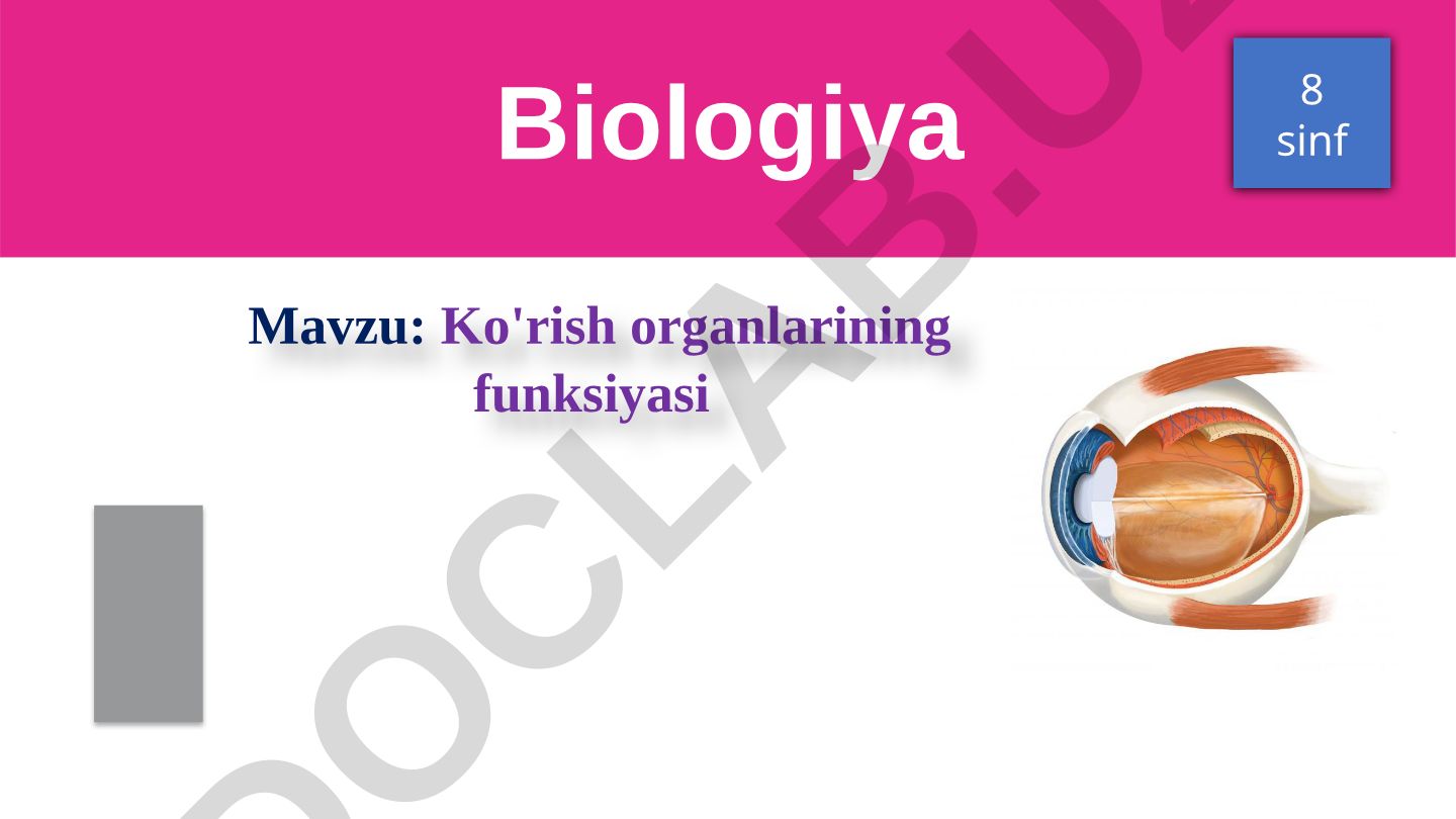 Ko'rish organlarining funksiyasi