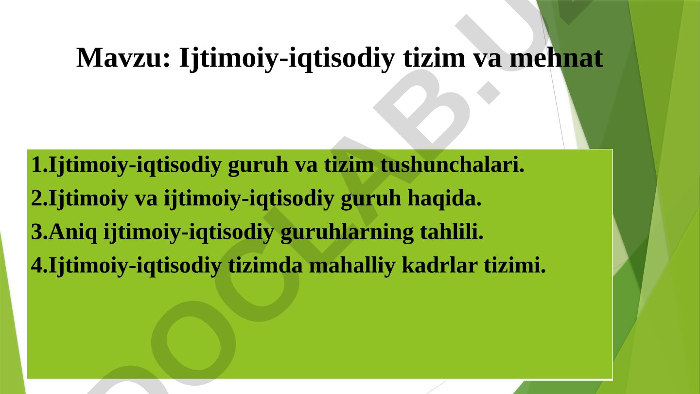 Ijtimoiy-iqtisodiy tizim va mehnat