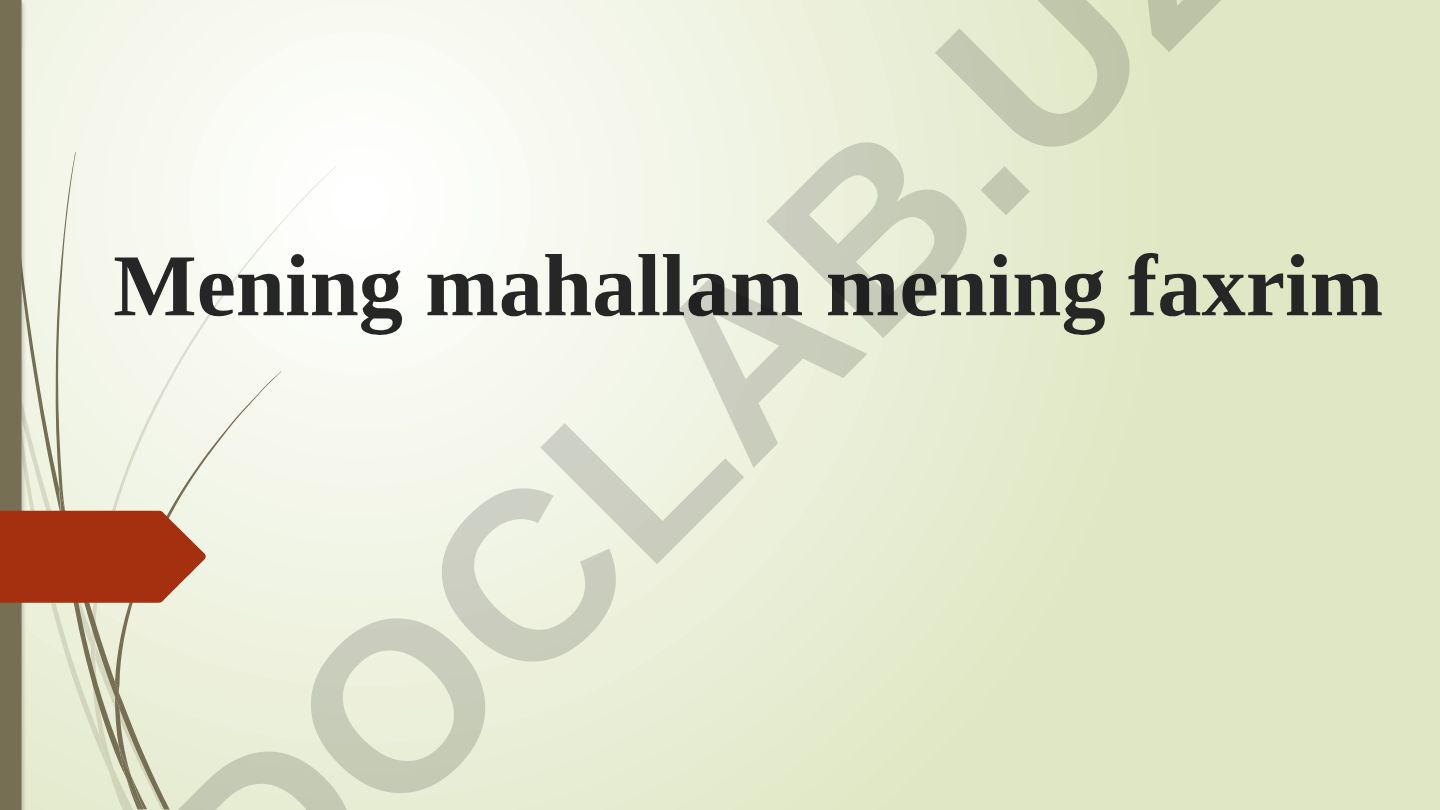 Mahallalarda yoshlar bilan ishlash tizimini takomillashtirish