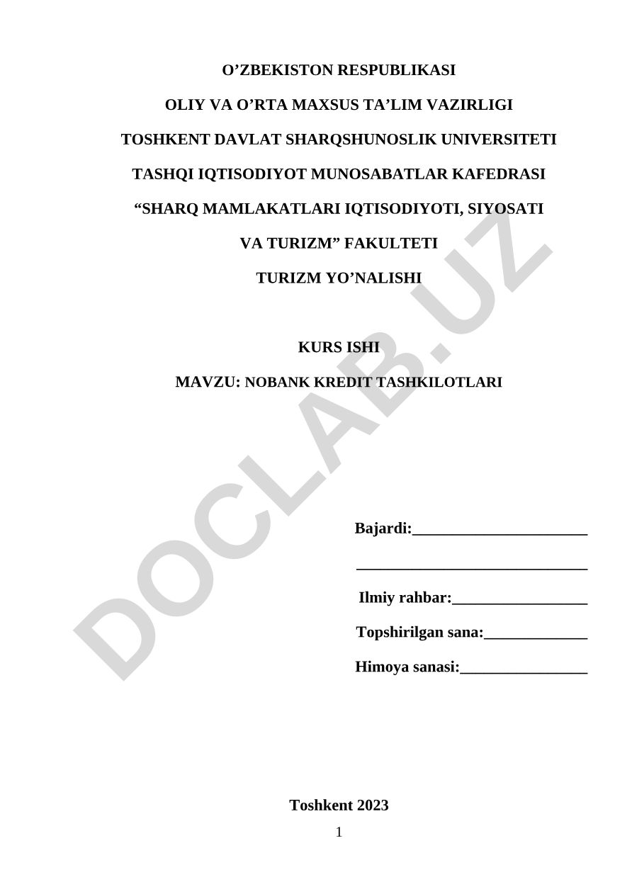 Nobank kredit tashkilotlari