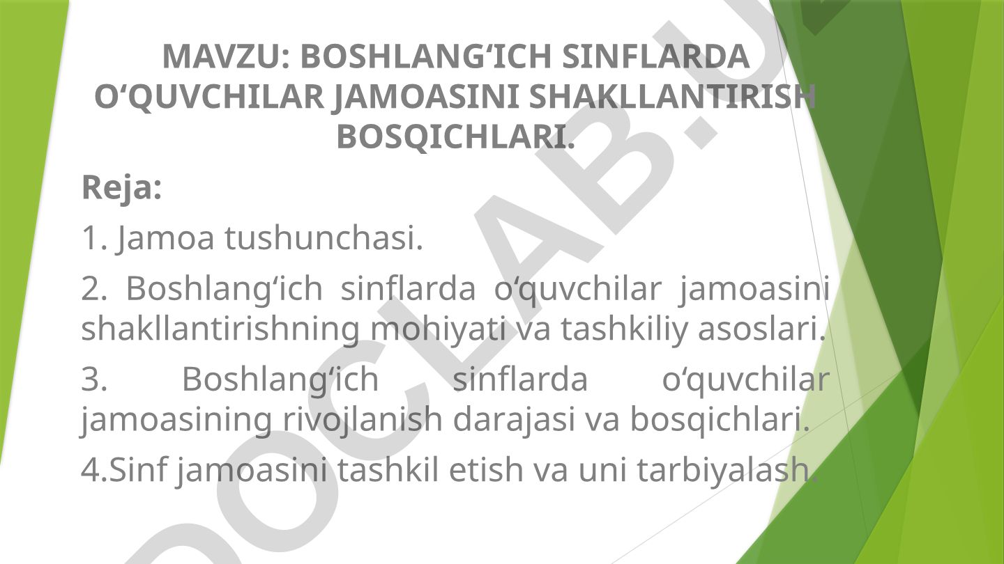 Boshlang‘ich sinflarda o‘quvchilar jamoasini shakllantirish bosqichlari