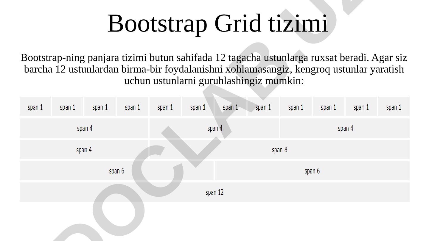Bootstrap Grid tizimi va uning imkoniyatlari