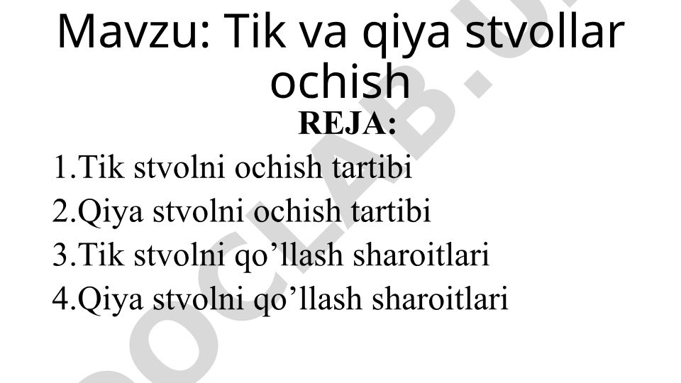 Tik va qiya stvollar ochish