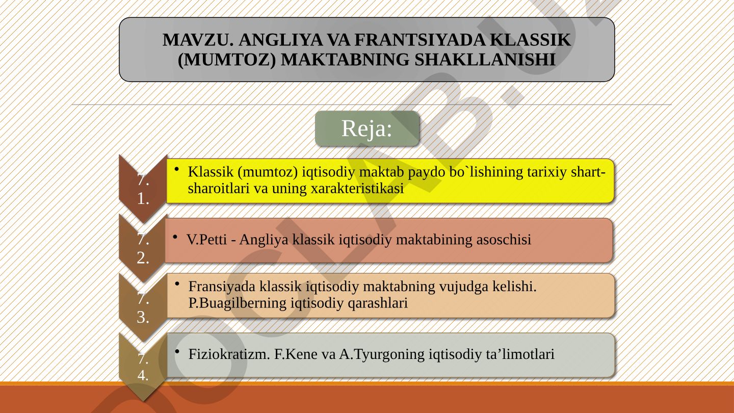 Angliya va Fransiyada klassik (mumtoz) maktabning shakllanishi