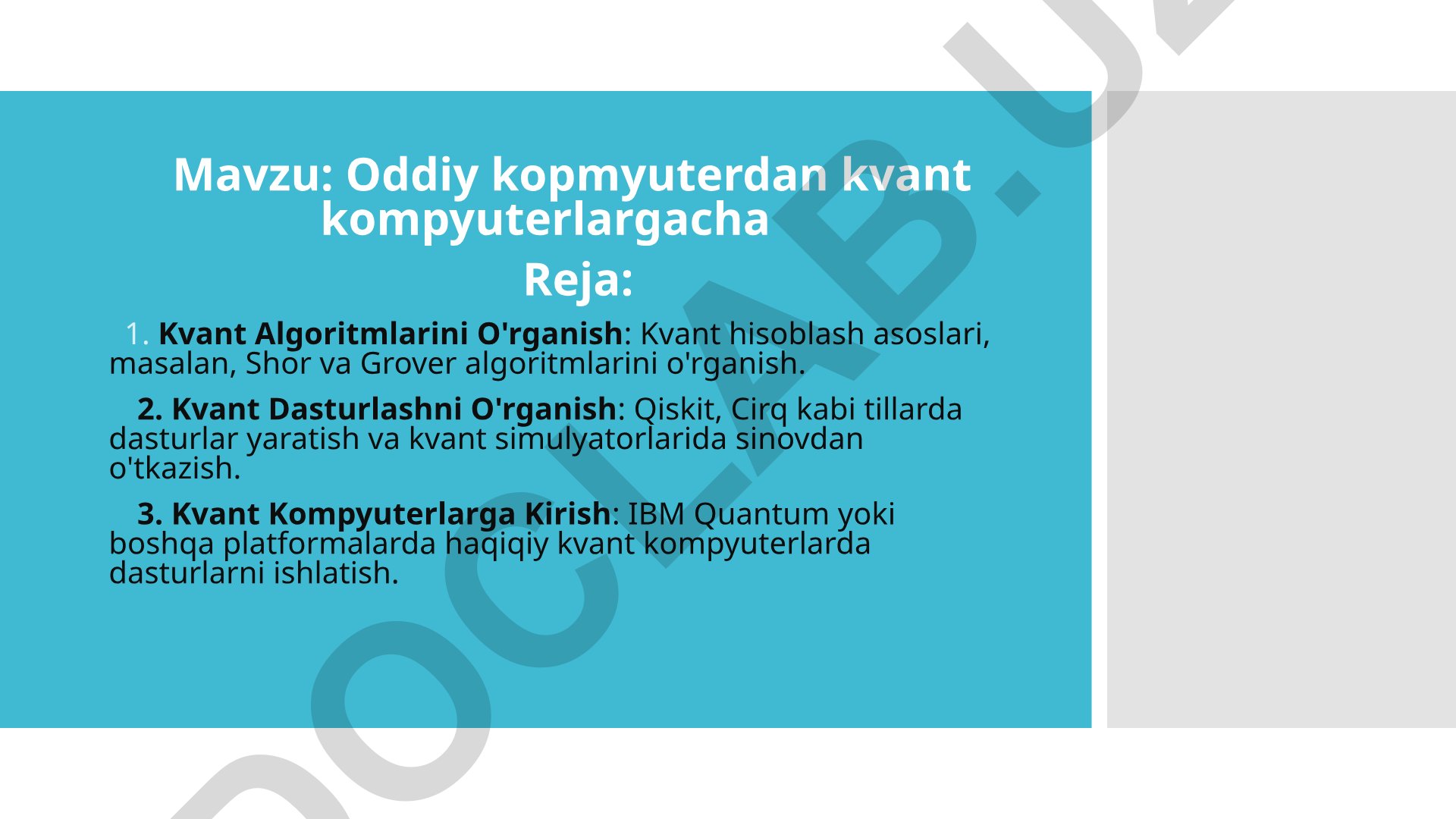 Oddiy kopmyuterdan kvant kompyuterlargacha