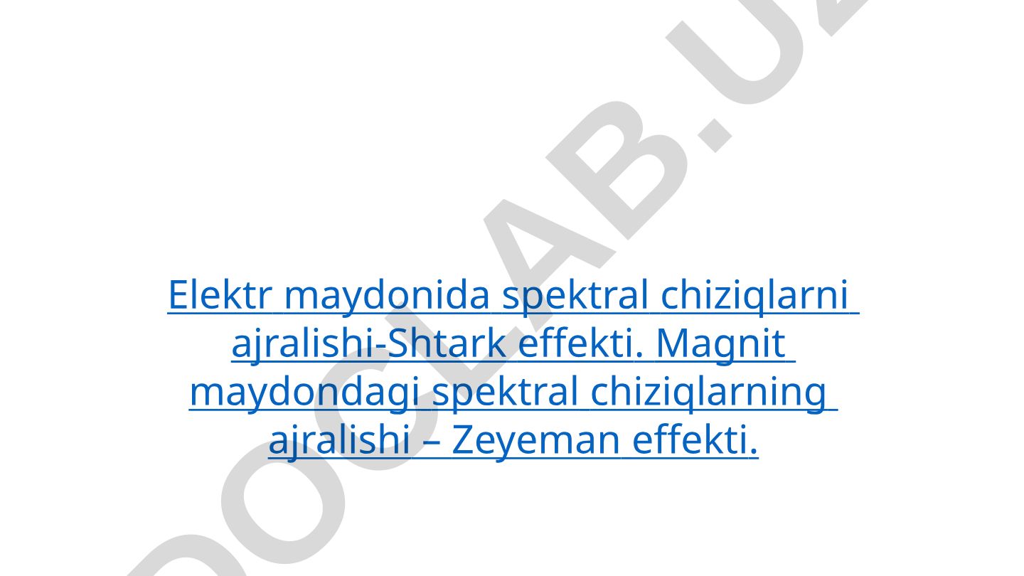 Elektr va magnit maydonlarda spektral chiziqlarning ajralishi
