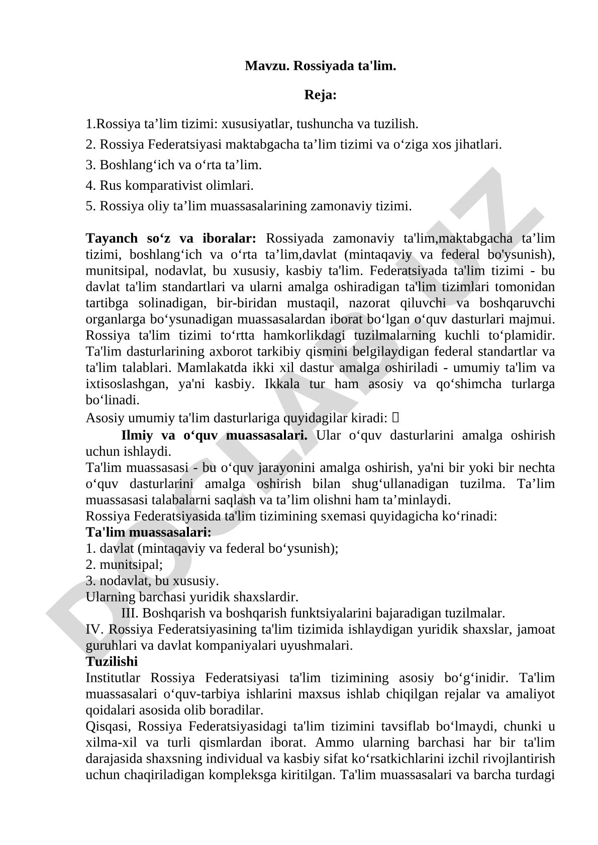 Rossiyada ta'lim