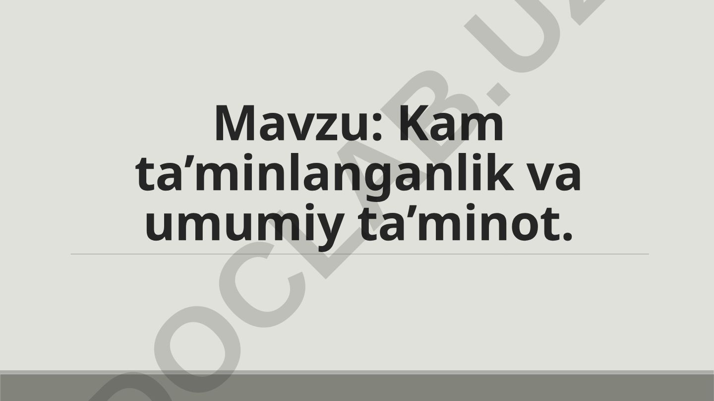 Kam ta’minlanganlik va umumiy ta’minot