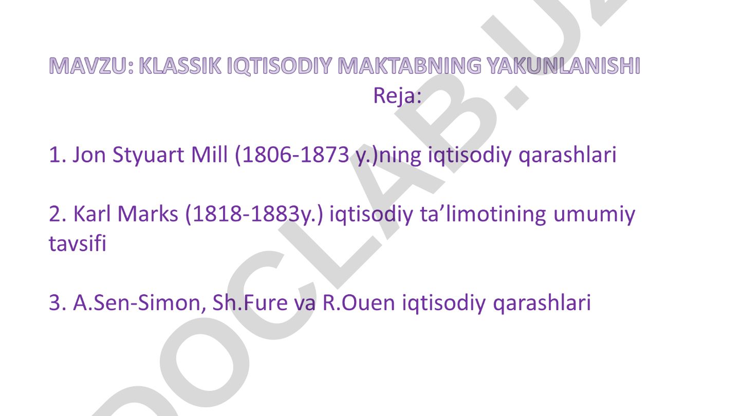 Jon Styuart Millning iqtisodiy qarashlari va asarlari
