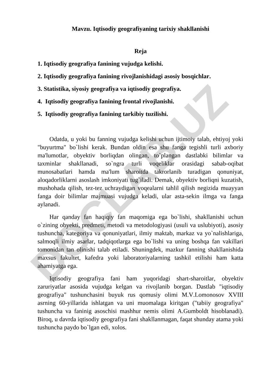 Iqtisodiy geografiyaning tarixiy shakllanishi