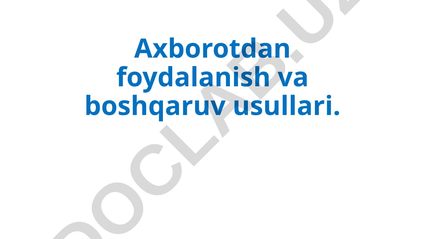 Axborotdan foydalanish va boshqaruv usullari