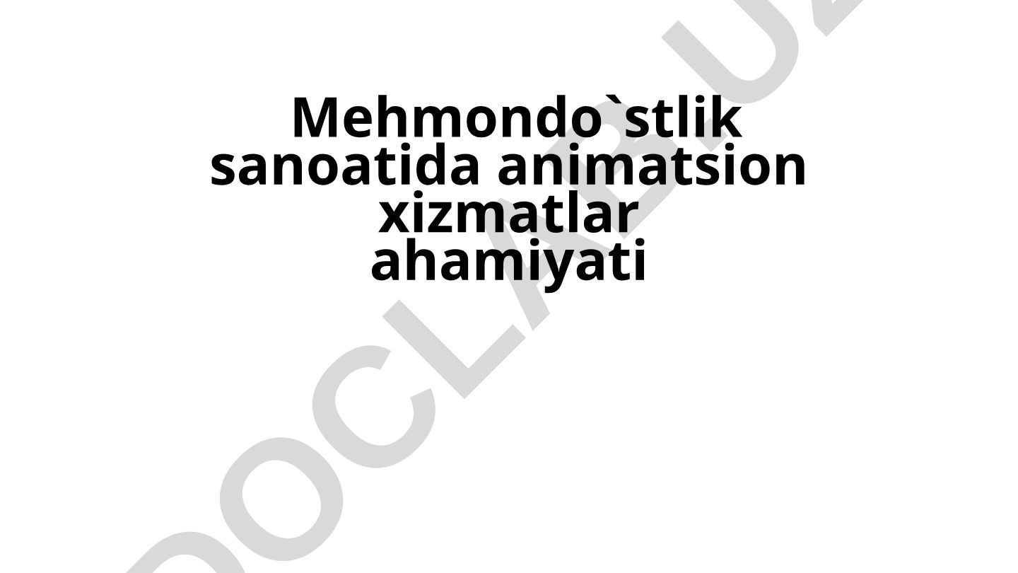 Mehmondo'stlik sanoatida animatsion xizmatlar ahamiyati