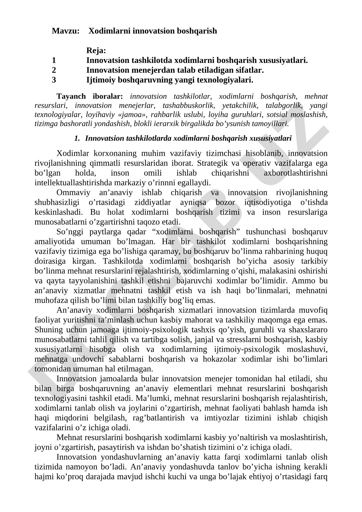 Xodimlarni innovatsion boshqarish