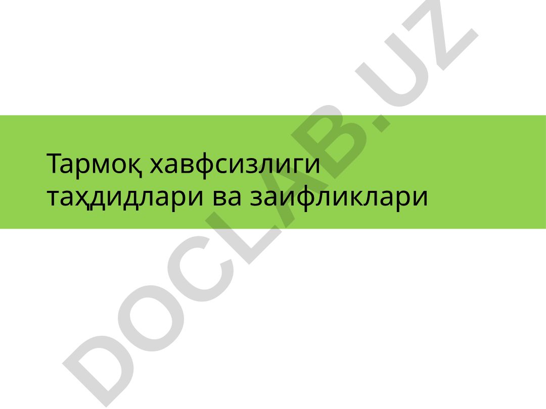 Тармоқ хавфсизлиги таҳдидлари ва заифликлари