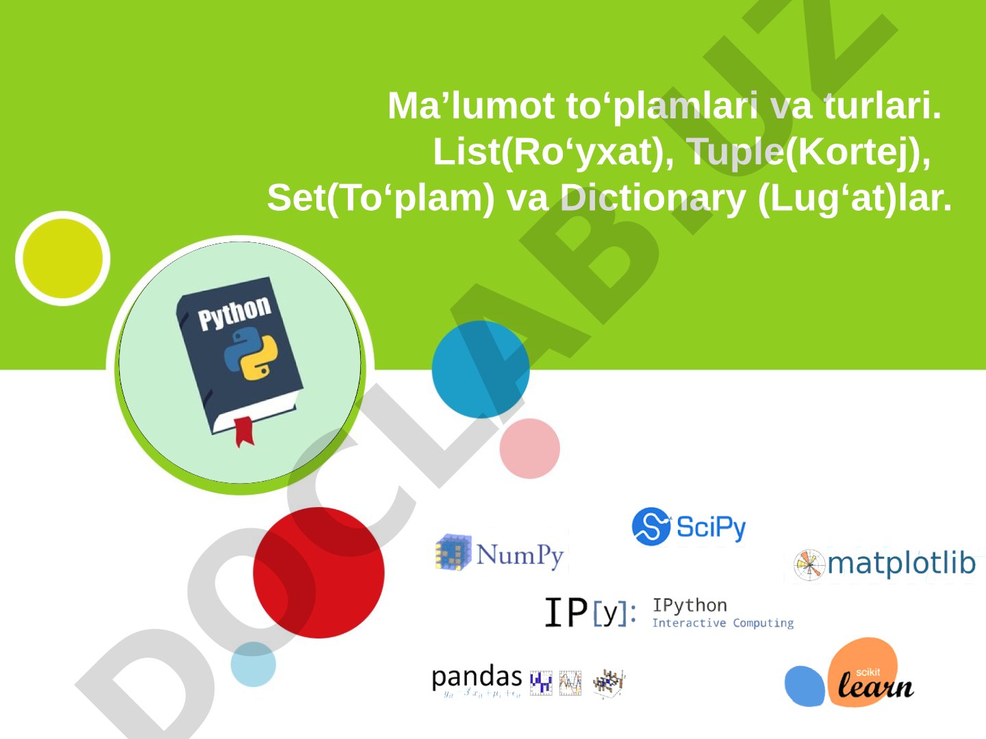 Python ma'lumot to'plamlari taqdimoti