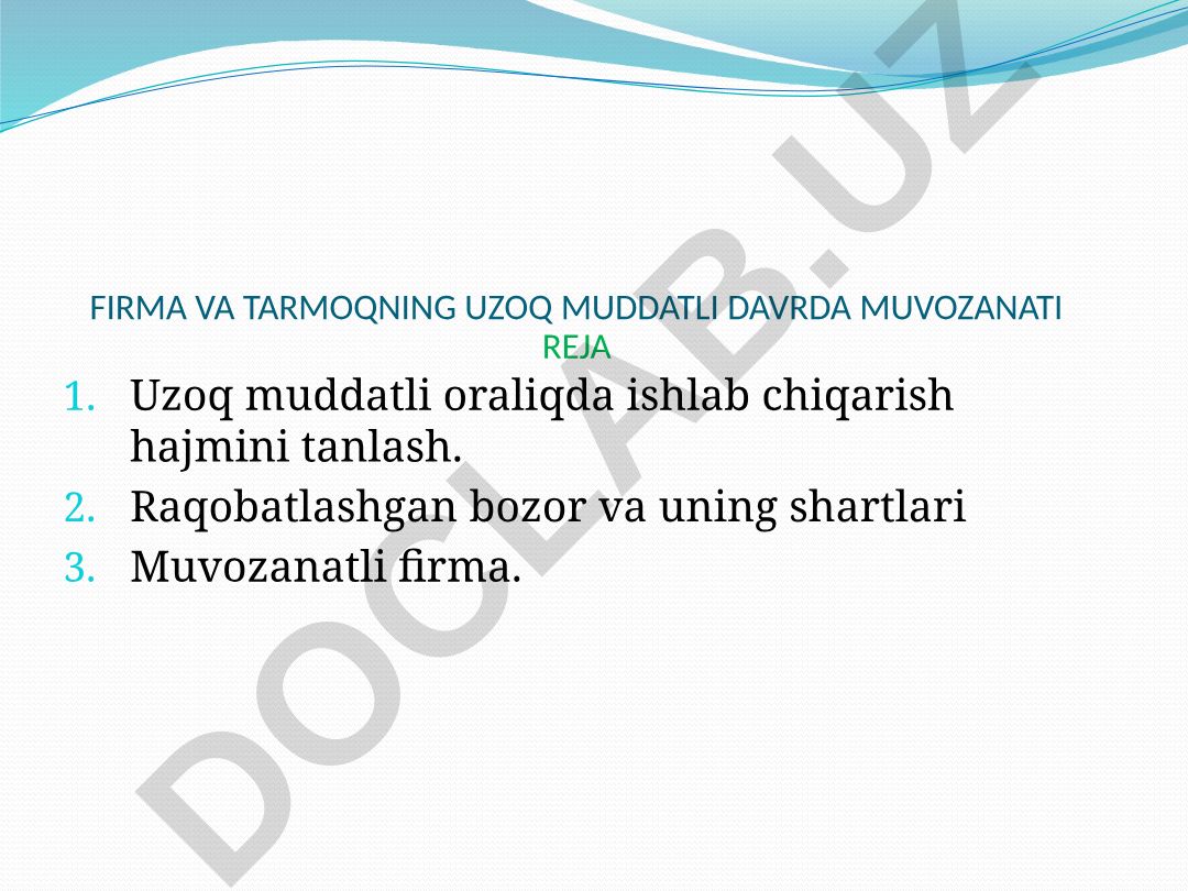 Firma va tarmoqning uzoq muddatli muvozanati