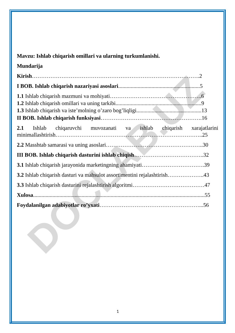 Ishlab chiqarish omillari va ularning turkumlanishi