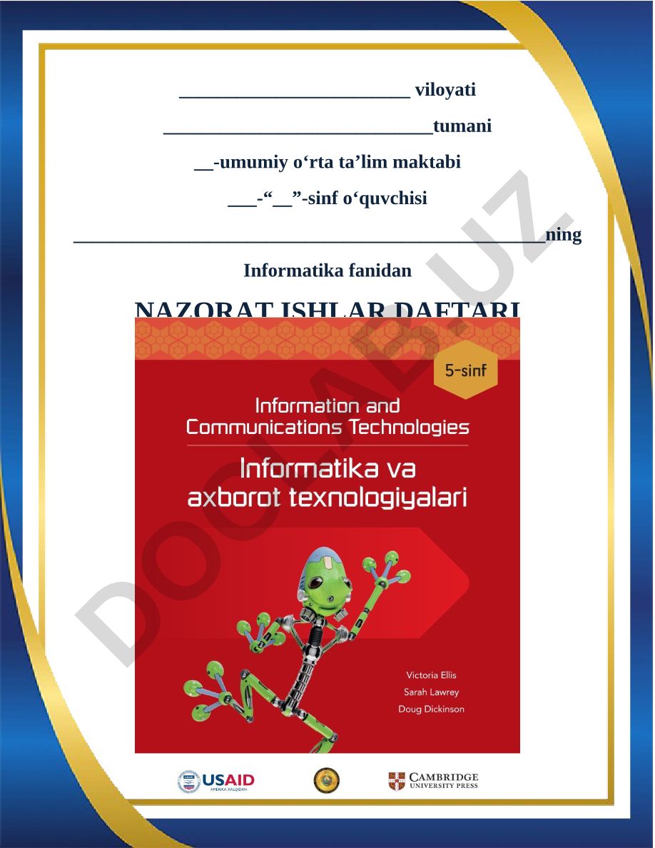 Informatika fanidan nazorat ishlari