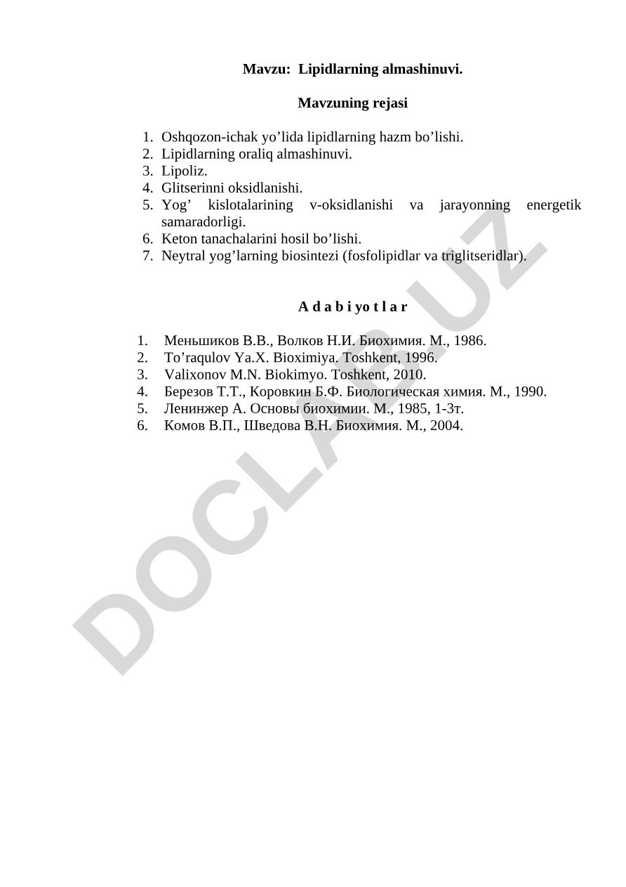 Lipidlarning almashinuvi