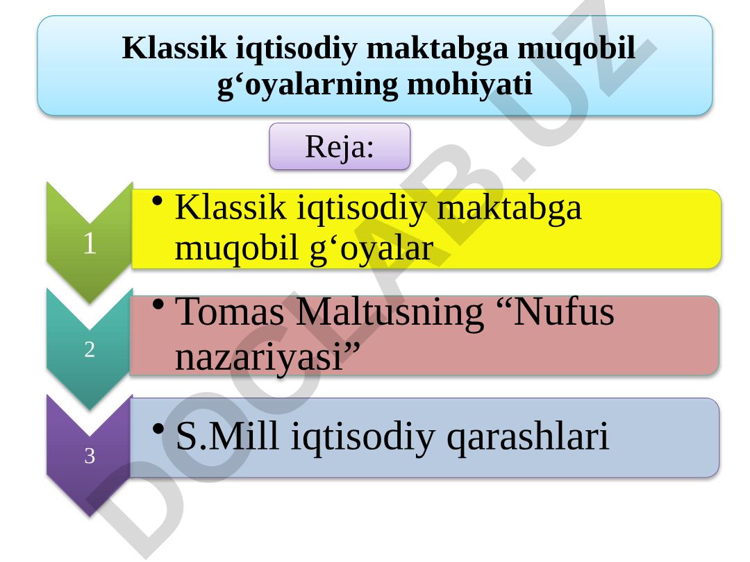 Klassik iqtisodiy maktabga muqobil g‘oyalarning mohiyati
