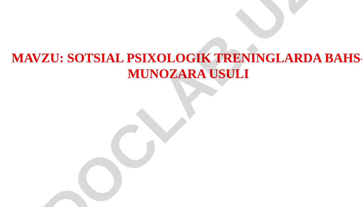 Sotsial psixologik treninglarda bahs-munozara usuli