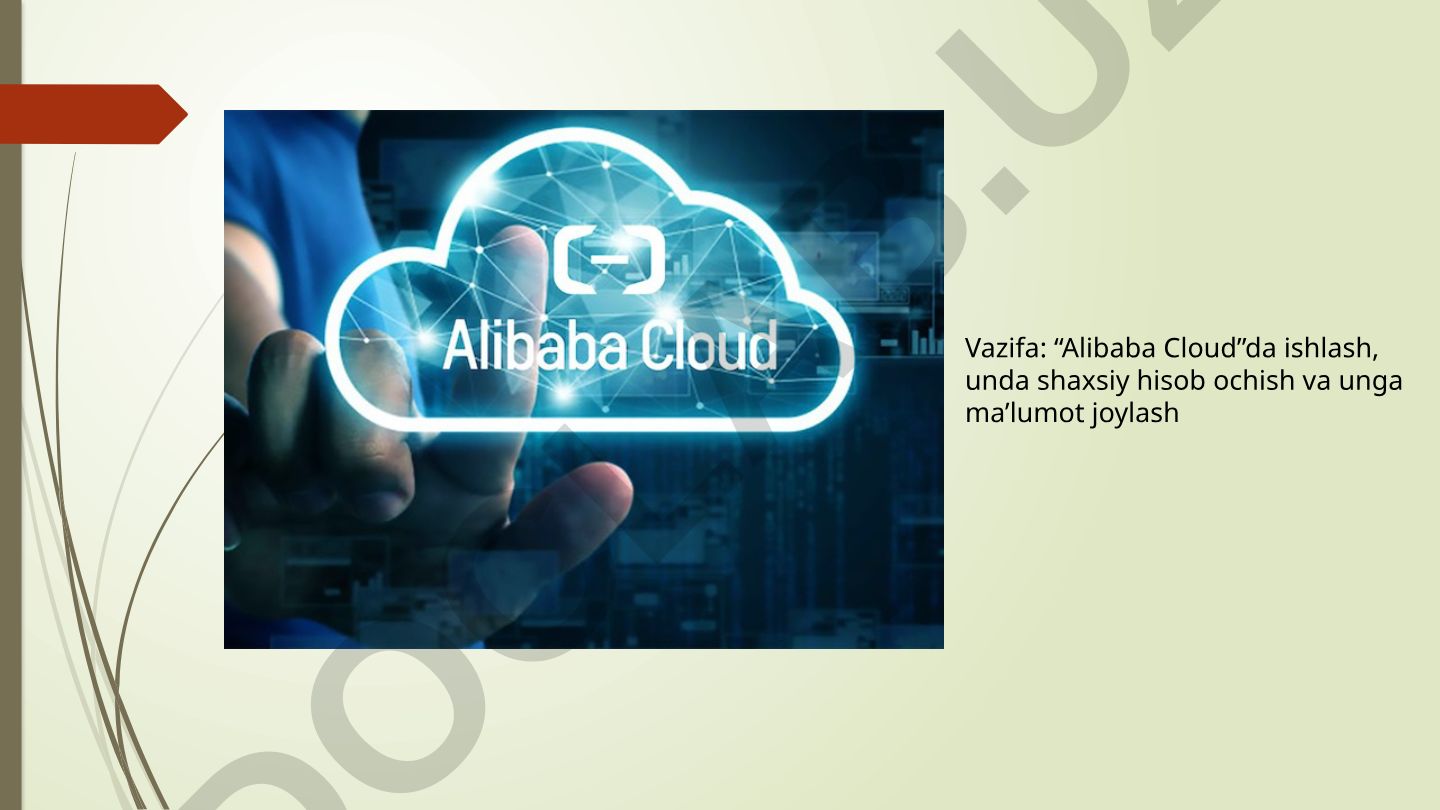 Alibaba Cloud'da shaxsiy hisob yaratish bosqichlari