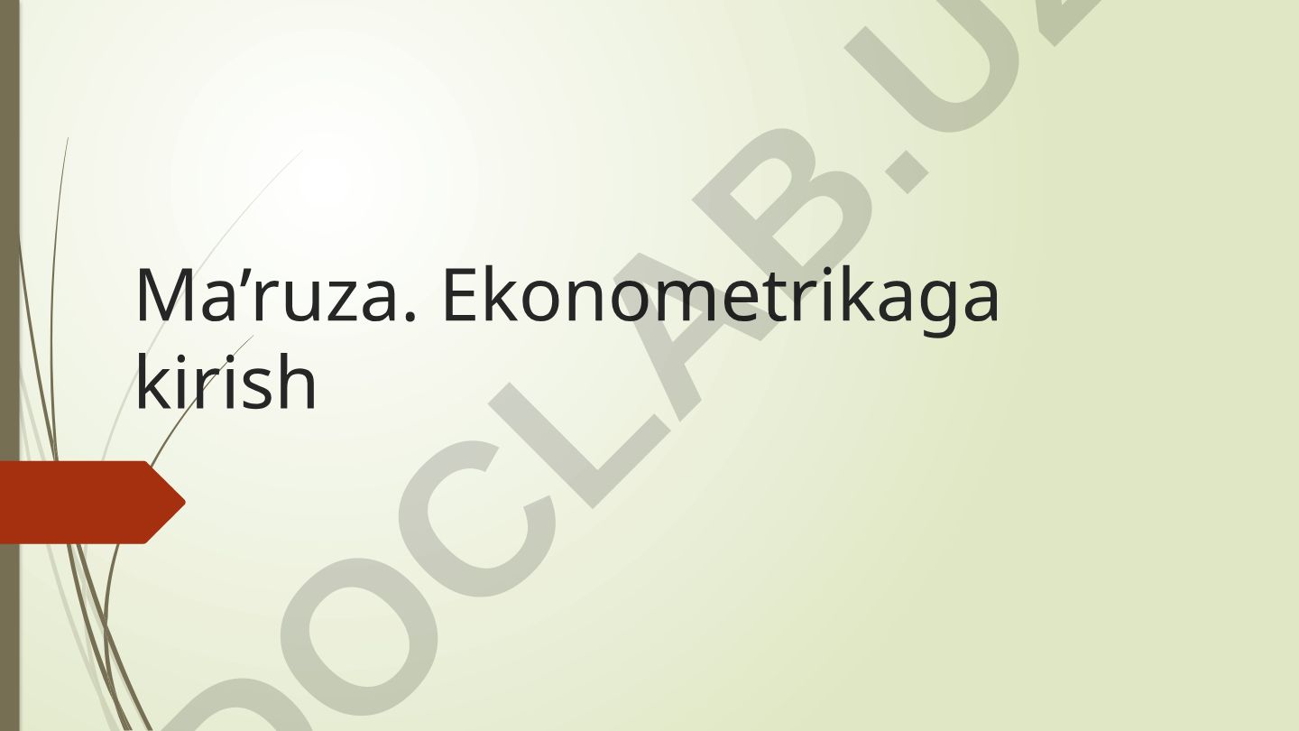 Ekonometrikaga kirish va iqtisodiy modellashtirish asoslari