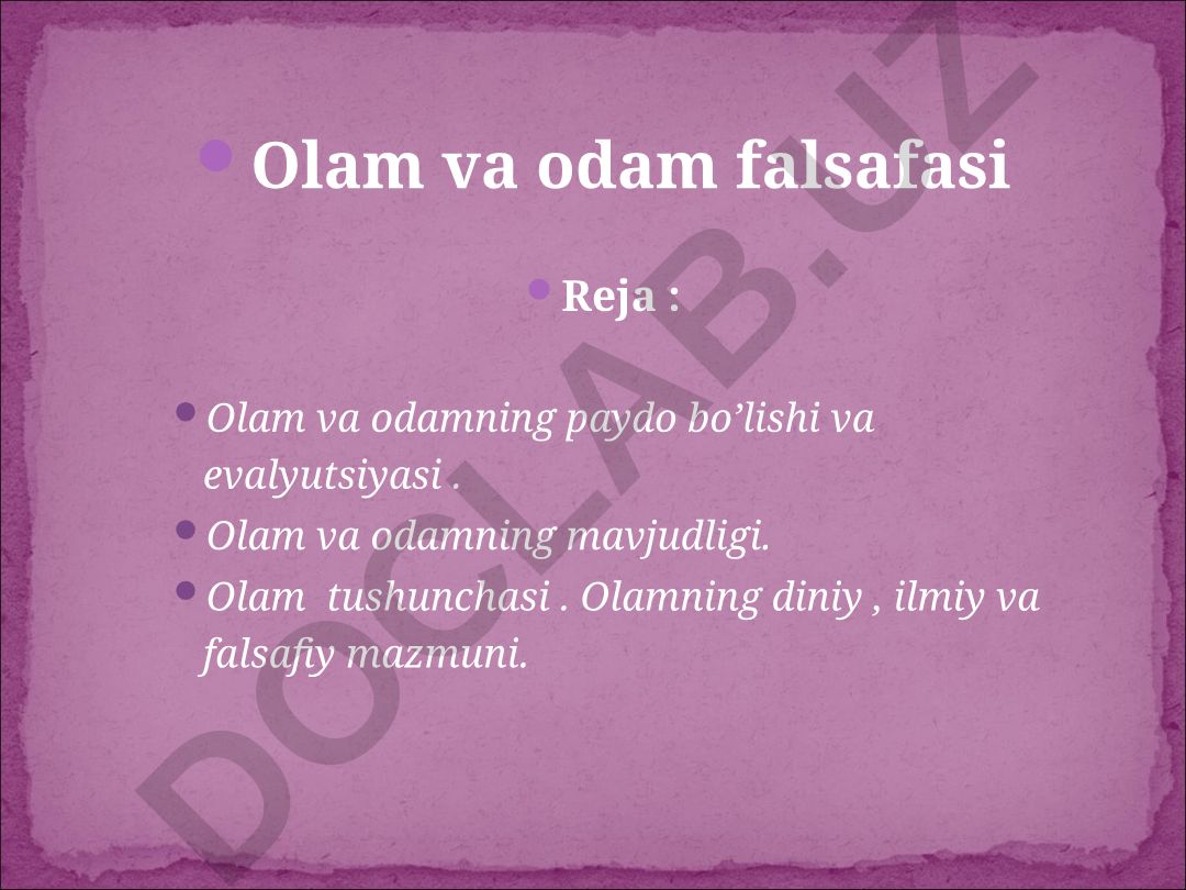 Olam va odam falsafasi