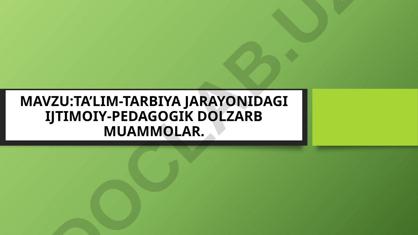 Ta’lim-tarbiya jarayonidagi ijtimoiy-pedagogik dolzarb muammolar