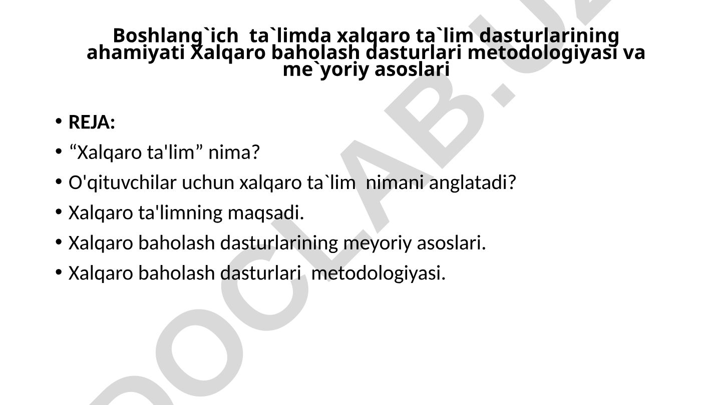 Boshlang'ich ta'limda xalqaro ta'lim dasturlari va baholash tizimlari