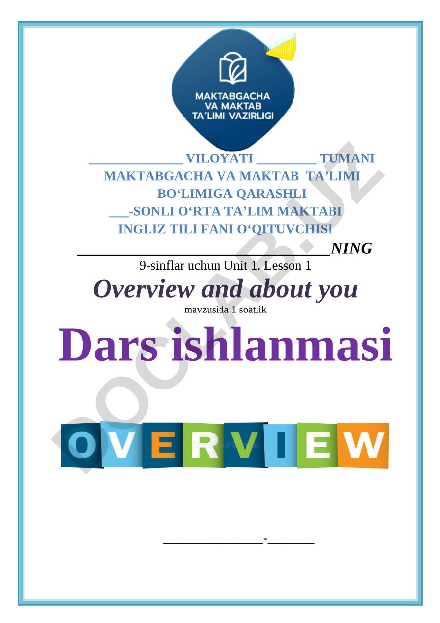 Overview and about you