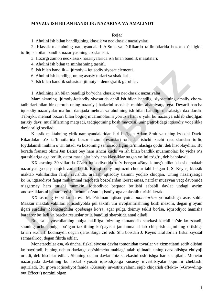 ISH BILAN BANDLIK: NAZARIYA VA AMALIYOT