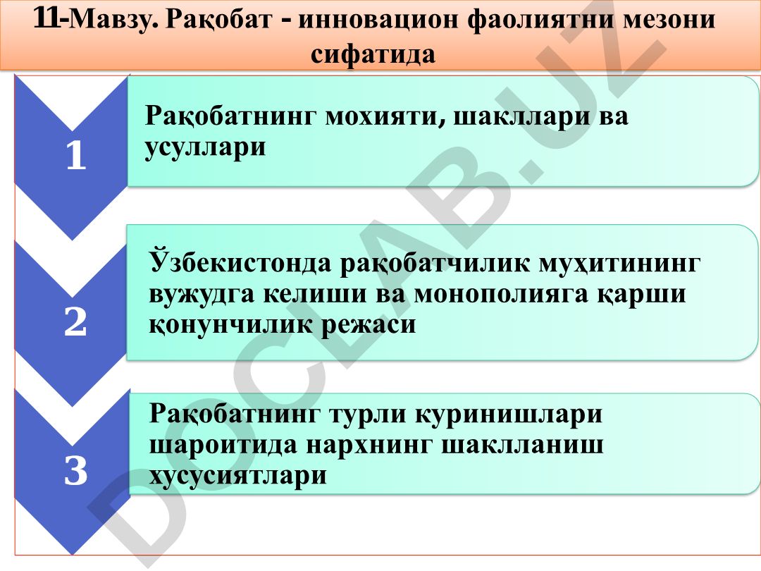 Рақобат - инновaцион фаолиятни мезони сифатида