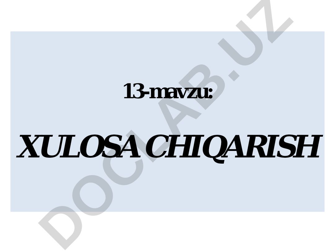 Xulosa chiqarish