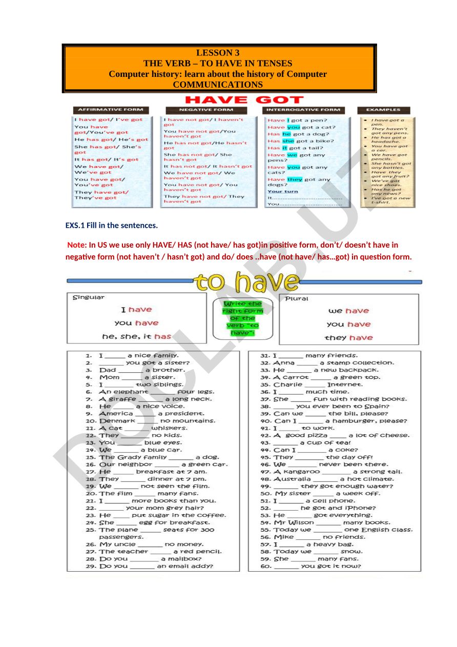 The Verb 'To Have' in Tenses and Computer History
