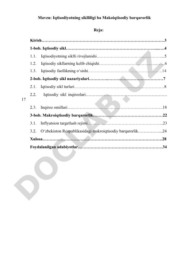 Iqtisodiyotning siklliligi va Makroiqtisodiy barqarorlik